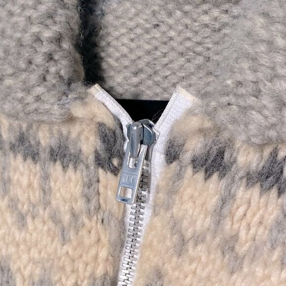 Vintage Genuine Cowichan Hand Knit Full Zip Fair Isle  Wool Sweater M - Picture 3 of 16